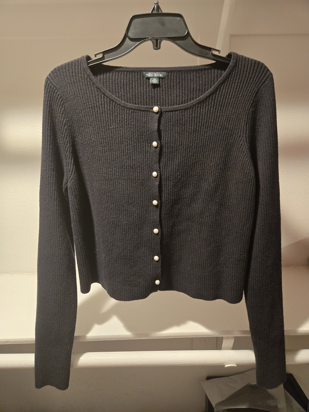 Wild Fable Black Ribbed Button-Up Cardigan